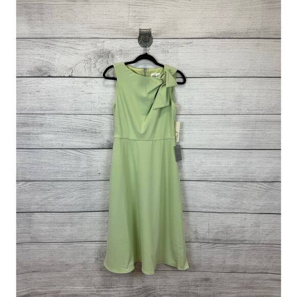 Eliza J Women's Mint Green Bow Detail Sleeveless Midi Dress Size 6 - Picture 1 of 10